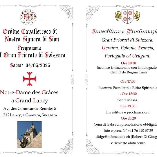 Investiture e Proclamazioni – Ginevra, 04/03/2023