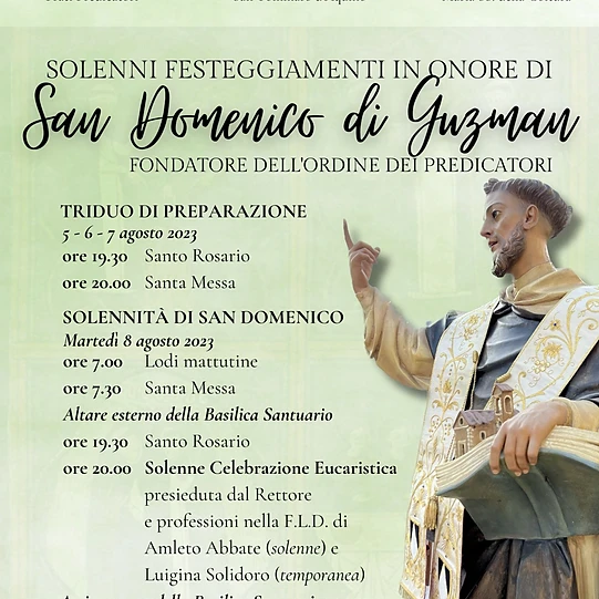 Festeggiamenti San Domenico di Guzman – 08/08/2023